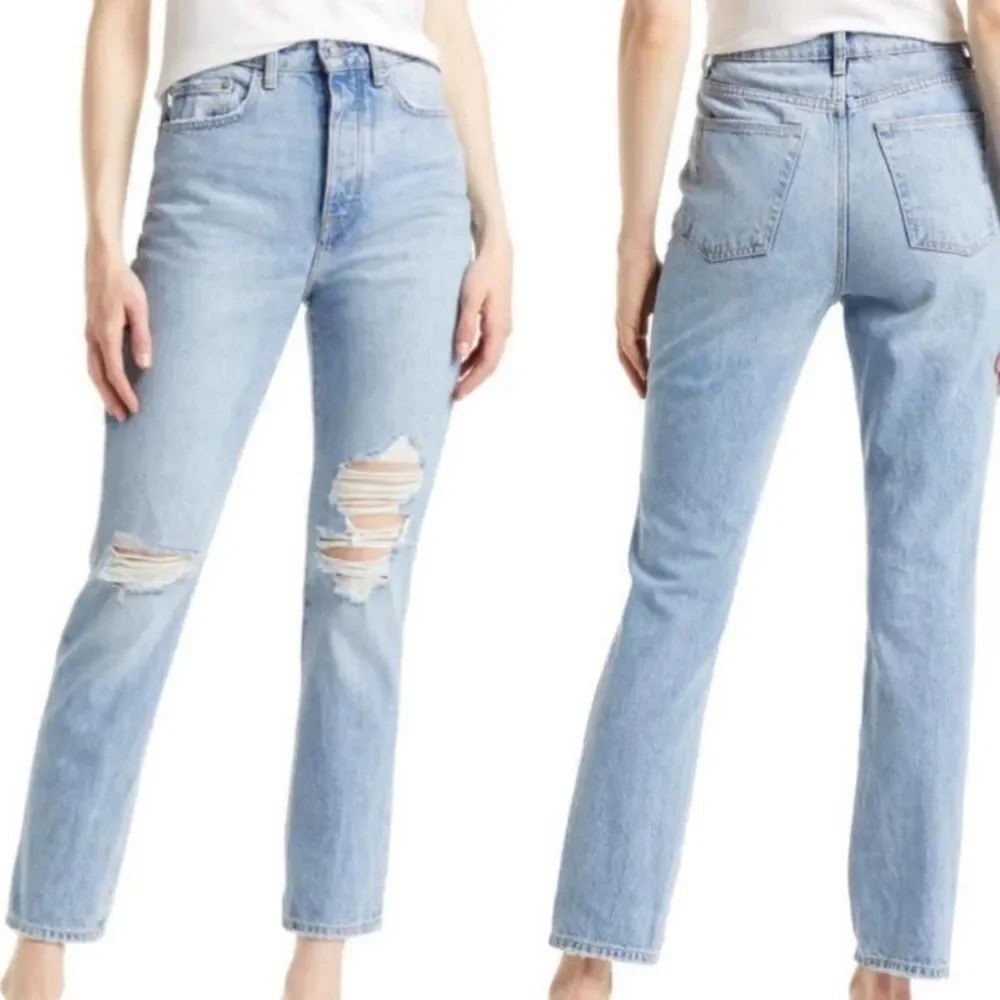 Lovers + Friends Reece High Waist Straight Leg Jeans Rigid Slim Women's Size 25